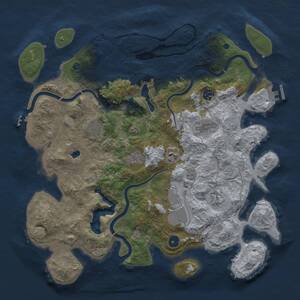 Thumbnail Rust Map: Procedural Map, Size: 4050, Seed: 1234974549, 14 Monuments