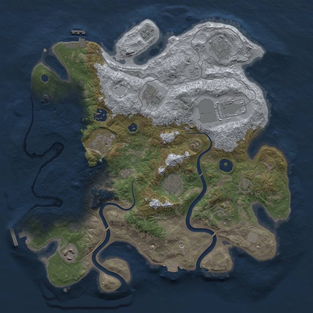 Rust Map: Procedural Map, Size: 3500, Seed: 1281692698, 15 Monuments