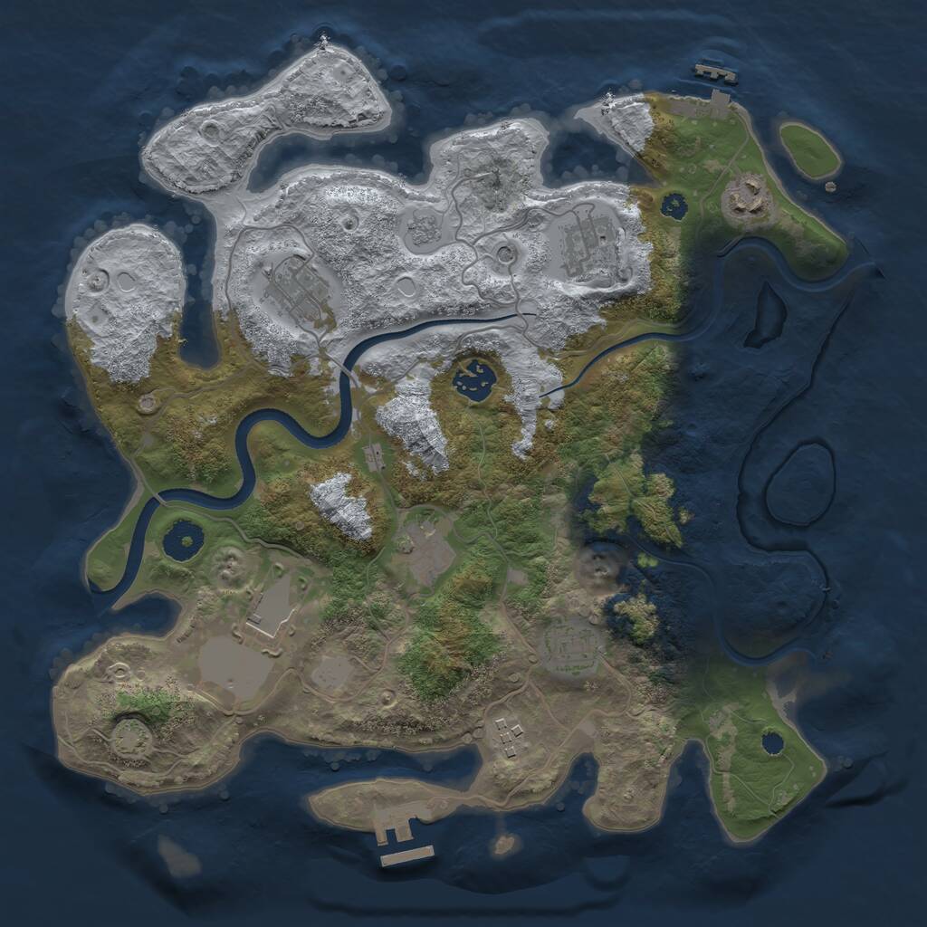 Rust Map: Procedural Map, Size: 3500, Seed: 87298076, 14 Monuments
