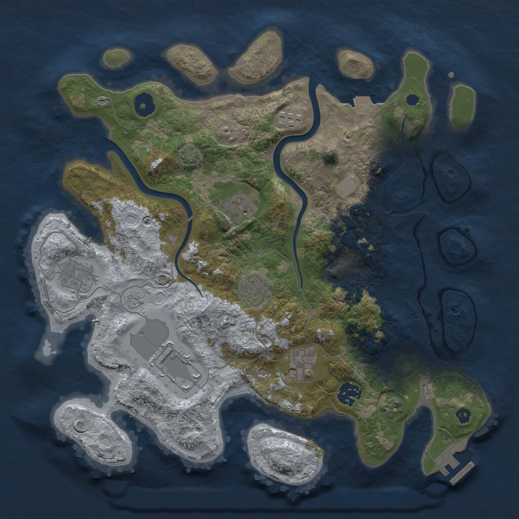 Rust Map: Procedural Map, Size: 3500, Seed: 1194702906, 12 Monuments