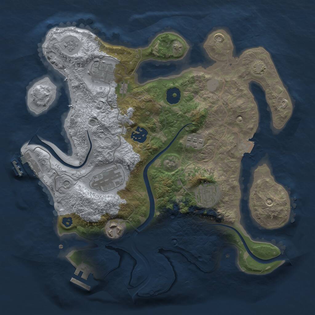 Rust Map: Procedural Map, Size: 3000, Seed: 184653, 12 Monuments
