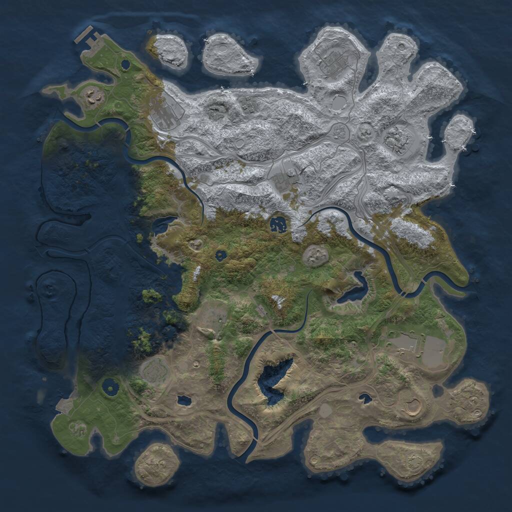 Rust Map: Procedural Map, Size: 4500, Seed: 591042598, 16 Monuments