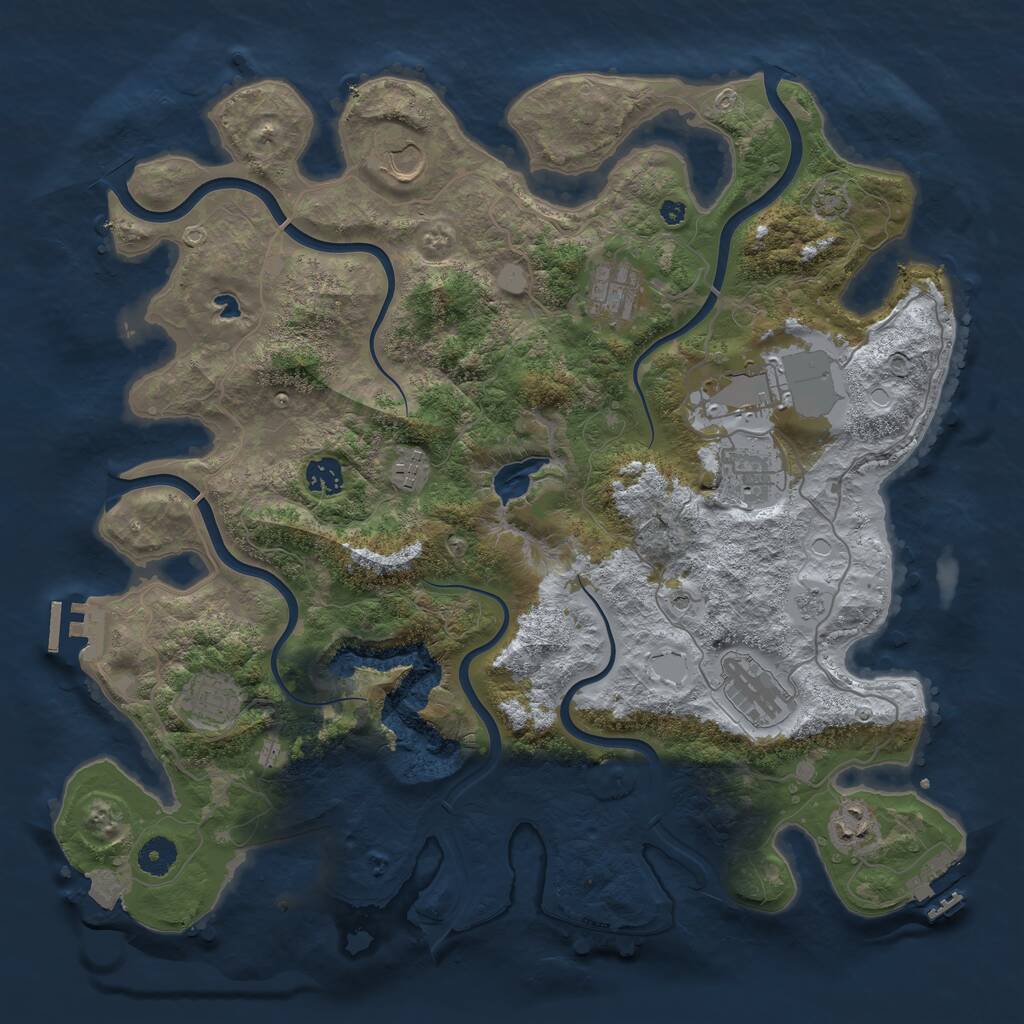 Rust Map: Procedural Map, Size: 4050, Seed: 1039755468, 15 Monuments