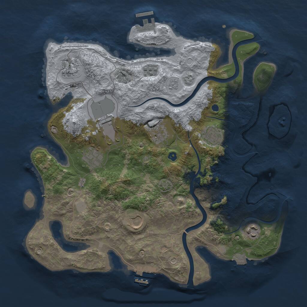 Rust Map: Procedural Map, Size: 3500, Seed: 31071985, 14 Monuments