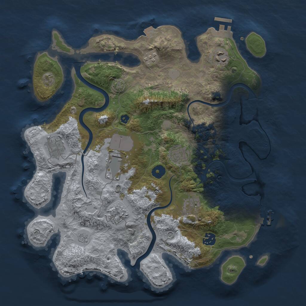 Rust Map: Procedural Map, Size: 3500, Seed: 1442393502, 14 Monuments