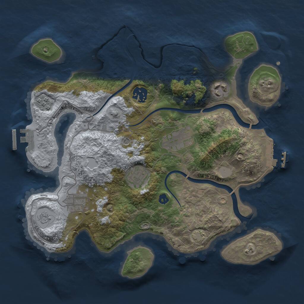 Rust Map: Procedural Map, Size: 3000, Seed: 1409054318, 12 Monuments