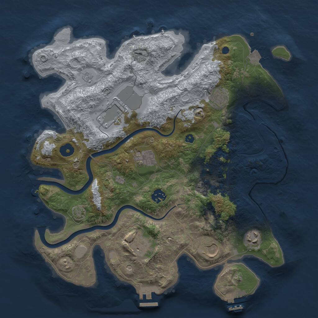Rust Map: Procedural Map, Size: 3500, Seed: 558693633, 14 Monuments