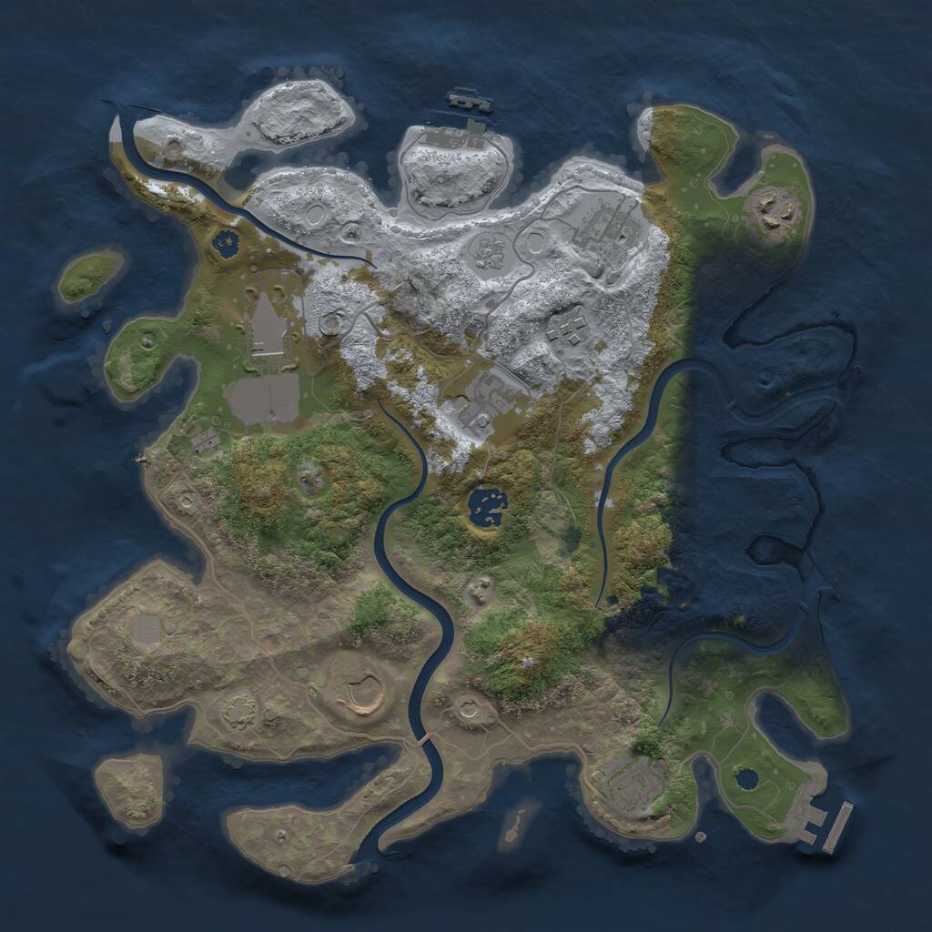 Rust Map: Procedural Map, Size: 3500, Seed: 840690340, 14 Monuments