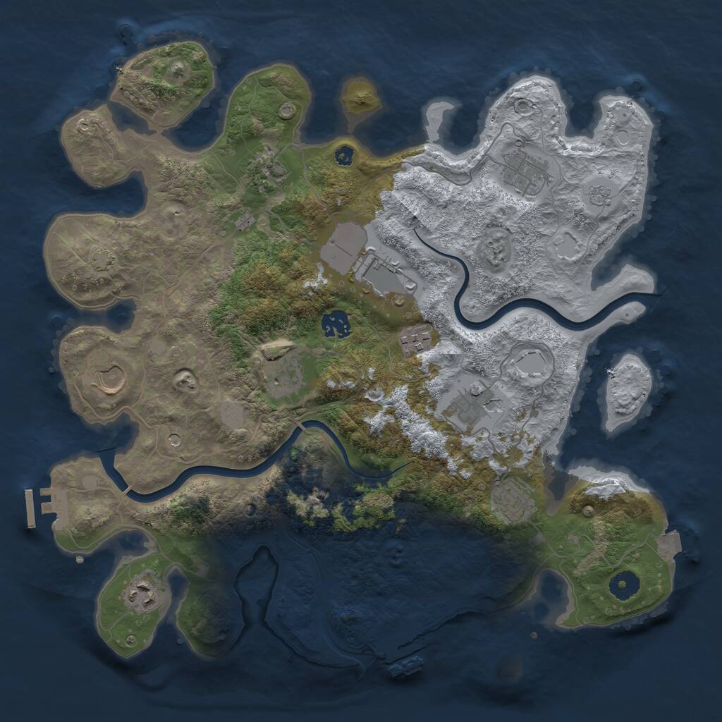 Rust Map: Procedural Map, Size: 3750, Seed: 159980561, 16 Monuments