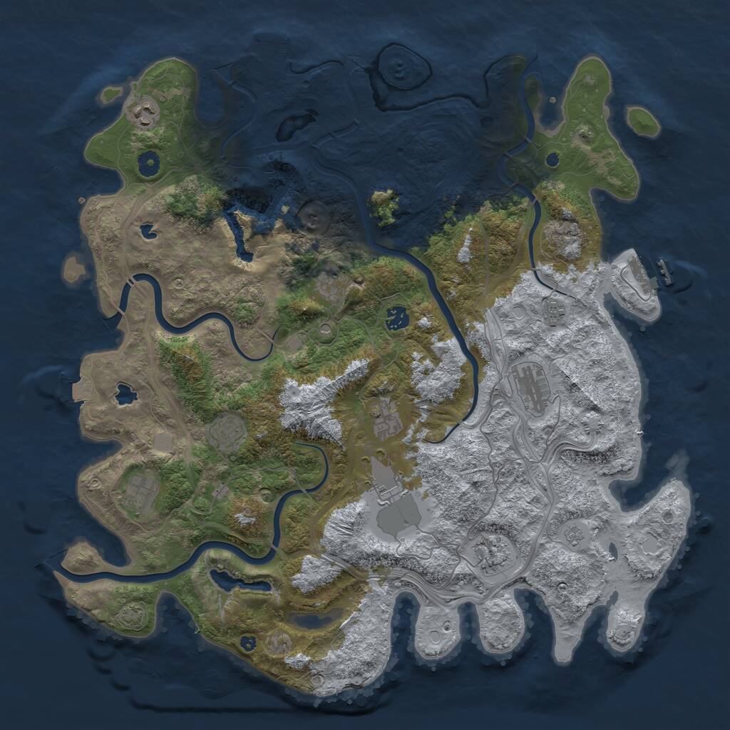 Rust Map: Procedural Map, Size: 4500, Seed: 1155152346, 16 Monuments