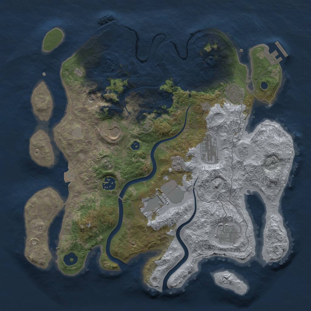 Rust Map: Procedural Map, Size: 3500, Seed: 130848, 13 Monuments