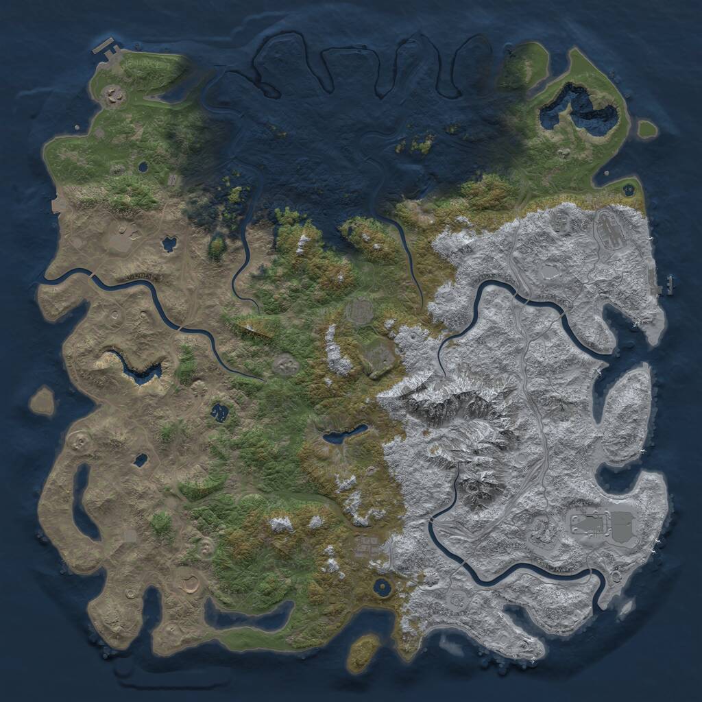 Rust Map: Procedural Map, Size: 6000, Seed: 198811104, 17 Monuments