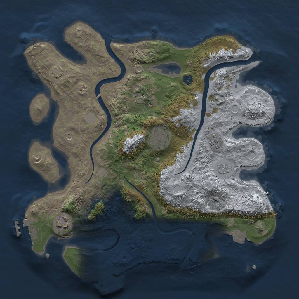 Rust Map: Procedural Map, Size: 3000, Seed: 37457, 10 Monuments