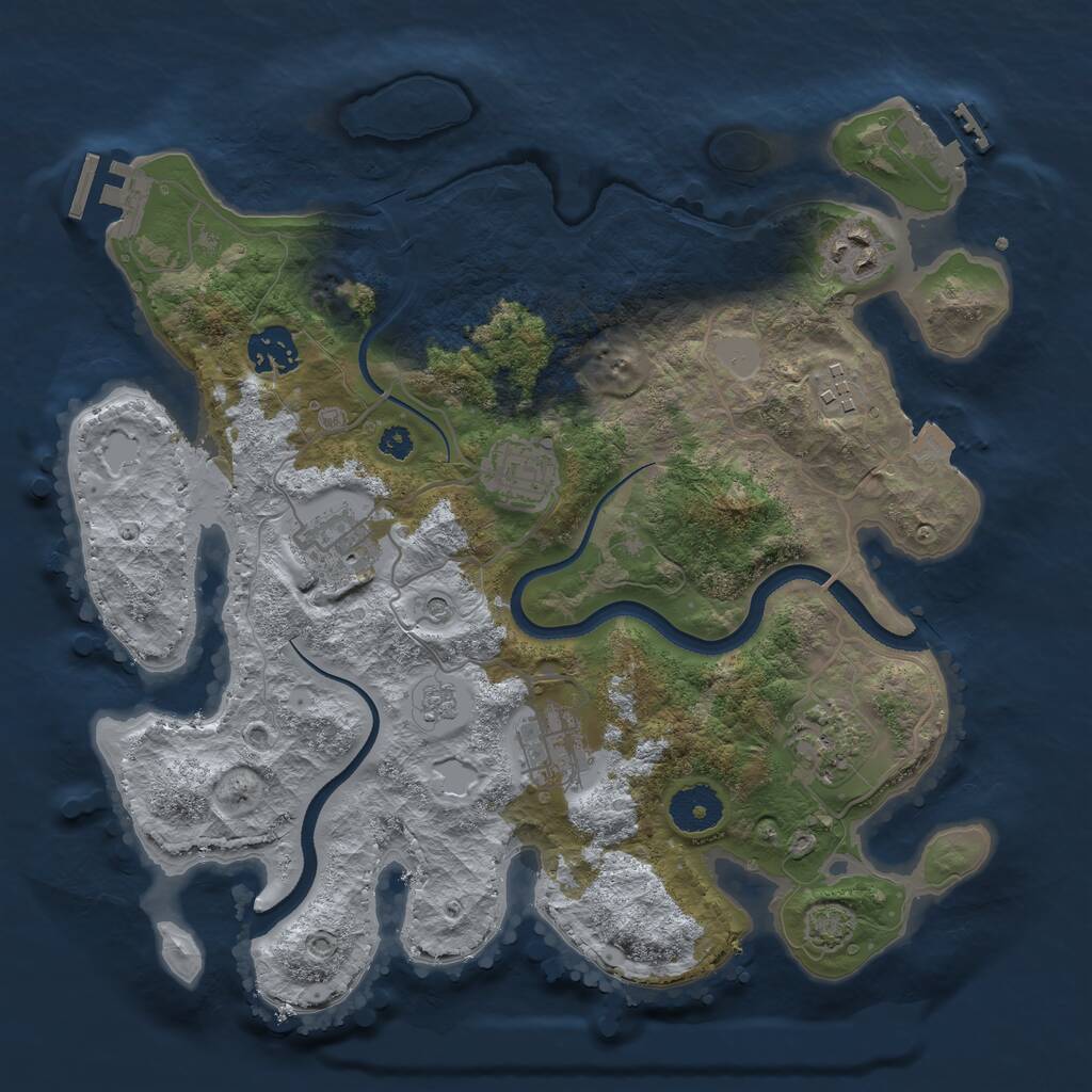 Rust Map: Procedural Map, Size: 3300, Seed: 1911283772, 13 Monuments
