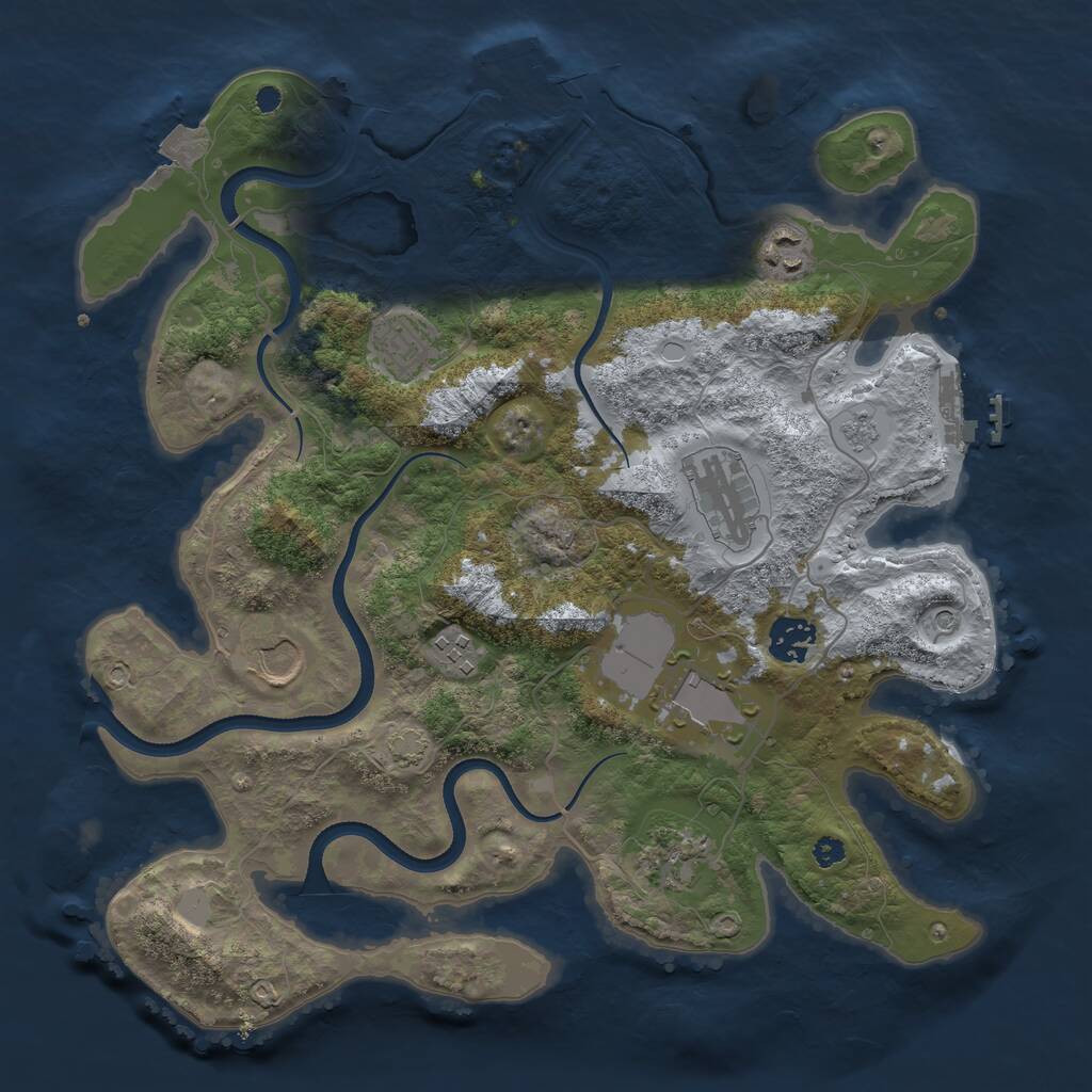 Rust Map: Procedural Map, Size: 3500, Seed: 1100588268, 14 Monuments
