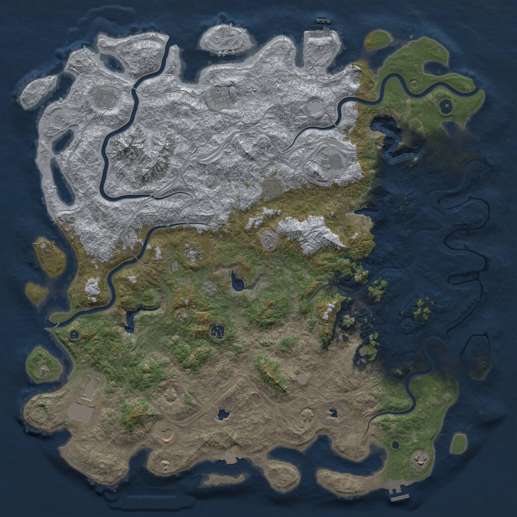 Rust Map: Procedural Map, Size: 5700, Seed: 648252, 17 Monuments