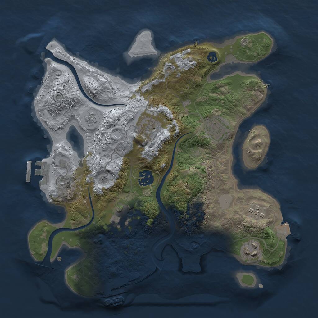 Rust Map: Procedural Map, Size: 3000, Seed: 838269244, 11 Monuments