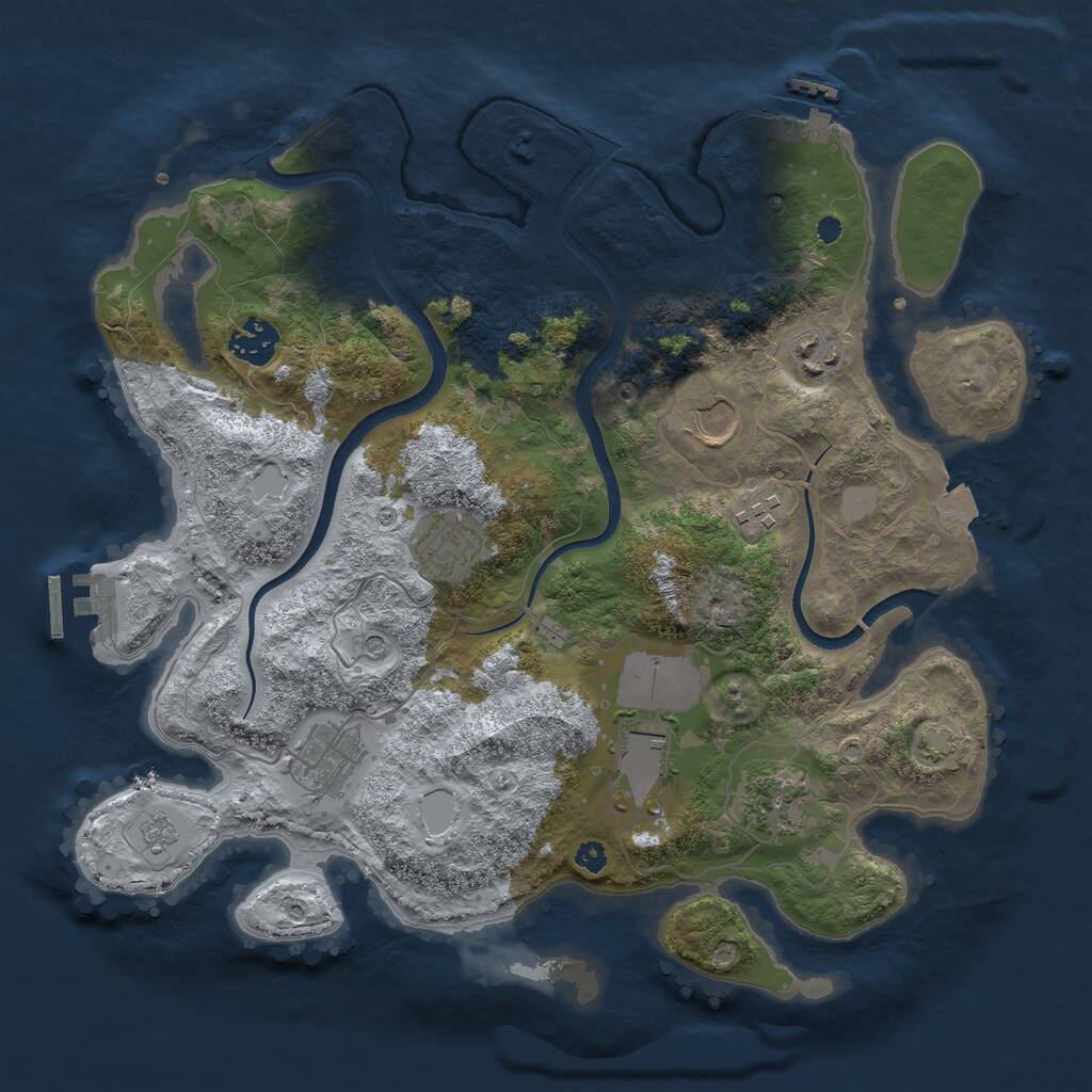 Rust Map: Procedural Map, Size: 3500, Seed: 3697, 14 Monuments