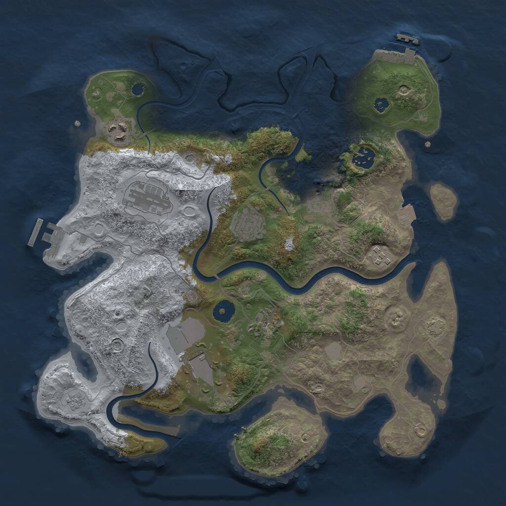 Rust Map: Procedural Map, Size: 3500, Seed: 1597963589, 14 Monuments
