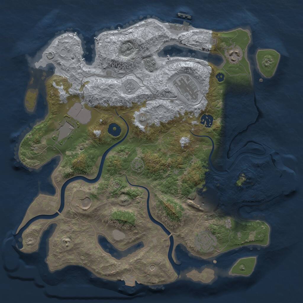 Rust Map: Procedural Map, Size: 3500, Seed: 9991, 14 Monuments