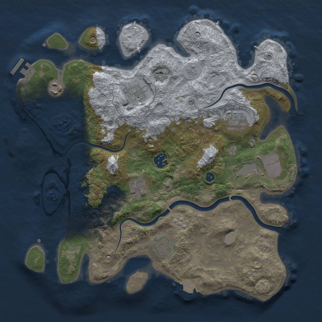 Rust Map: Procedural Map, Size: 3500, Seed: 1517714254, 13 Monuments