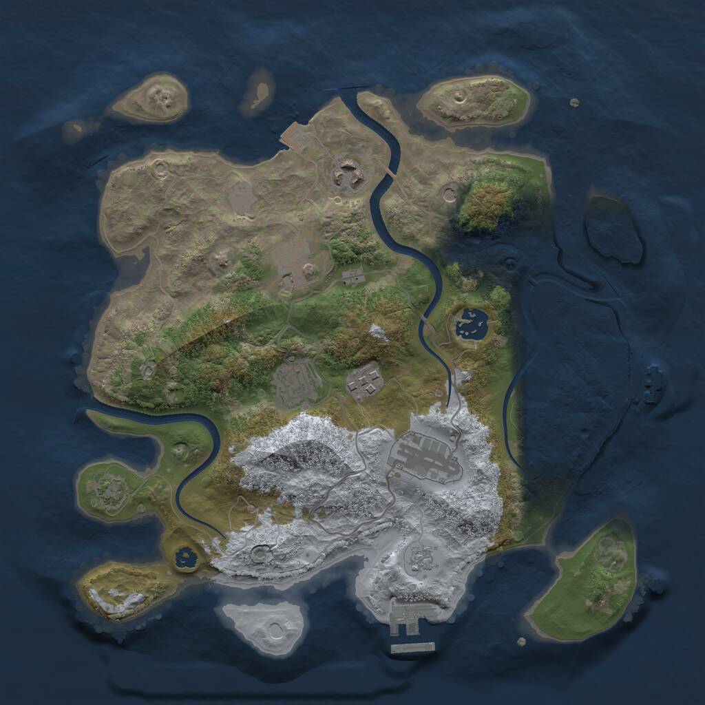Rust Map: Procedural Map, Size: 3250, Seed: 542910981, 12 Monuments
