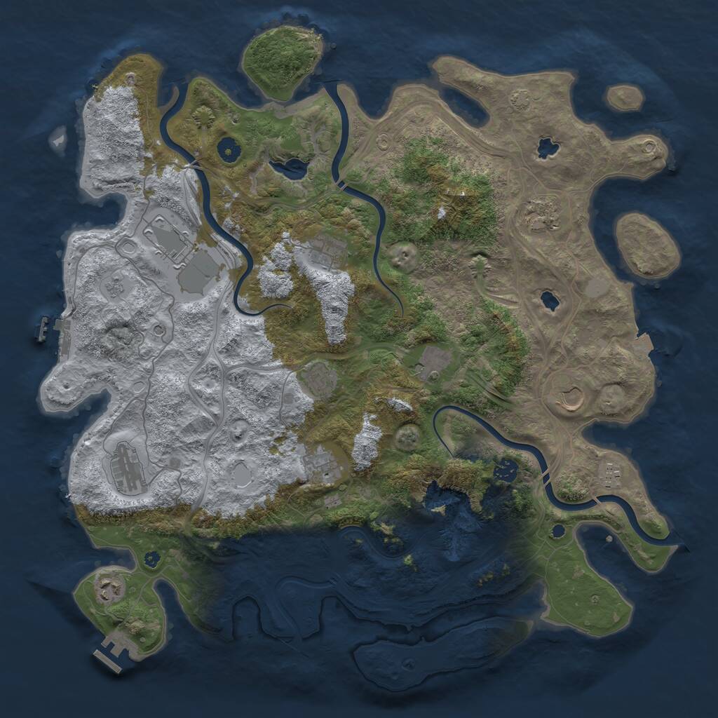 Rust Map: Procedural Map, Size: 4500, Seed: 857481550, 17 Monuments