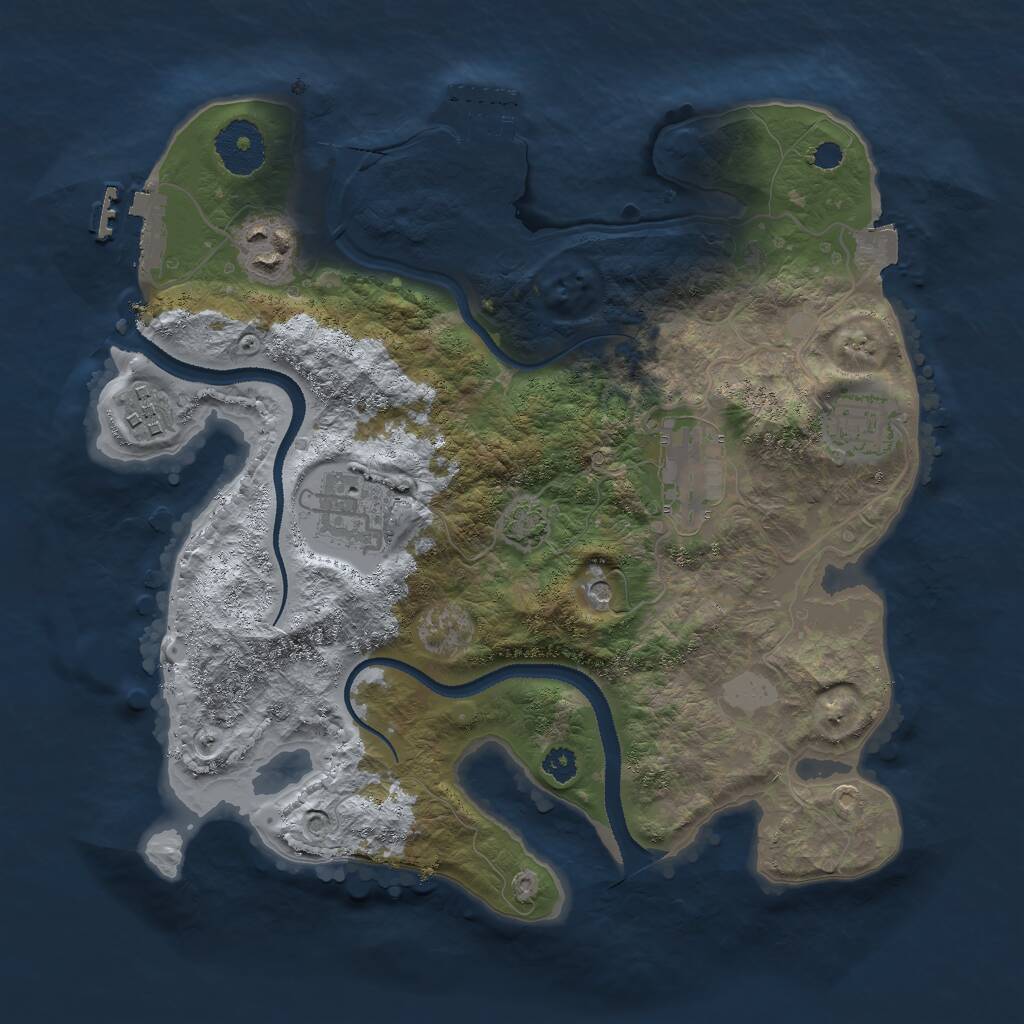 Rust Map: Procedural Map, Size: 3000, Seed: 5429, 10 Monuments