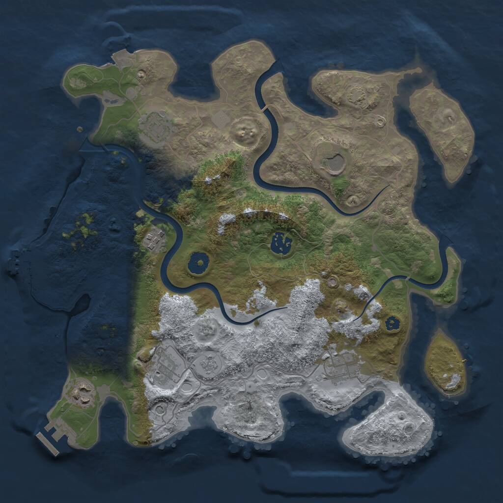 Rust Map: Procedural Map, Size: 3500, Seed: 1428119447, 13 Monuments