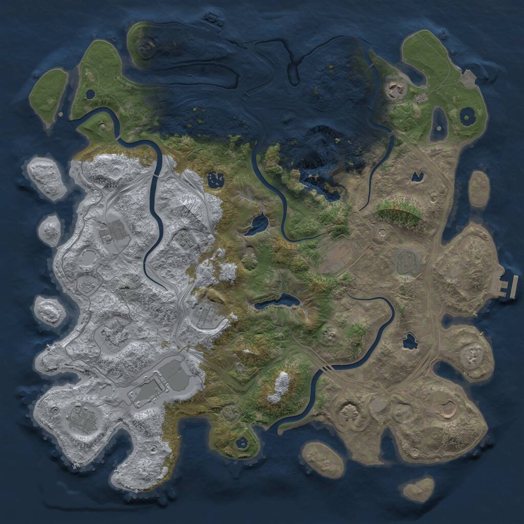 Rust Map: Procedural Map, Size: 4500, Seed: 1331790077, 17 Monuments
