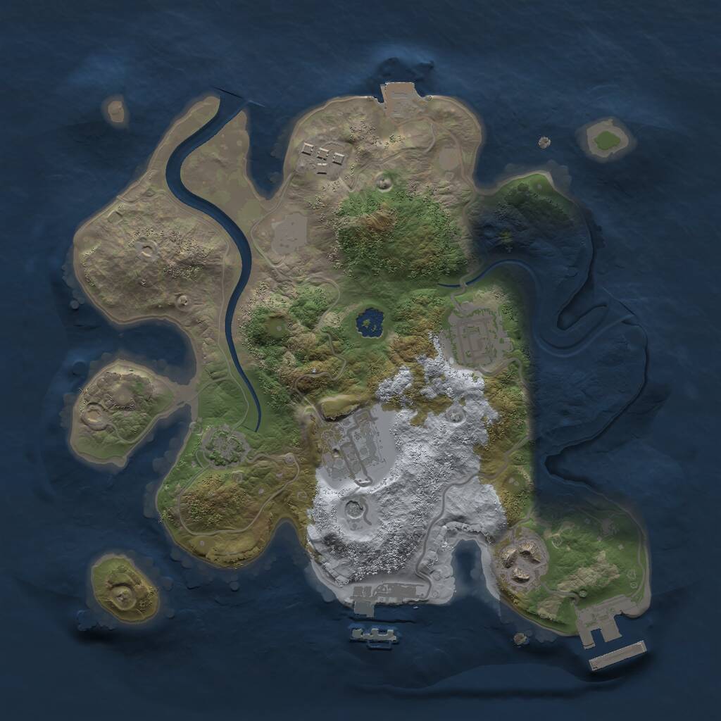 Rust Map: Procedural Map, Size: 2500, Seed: 1685275398, 9 Monuments