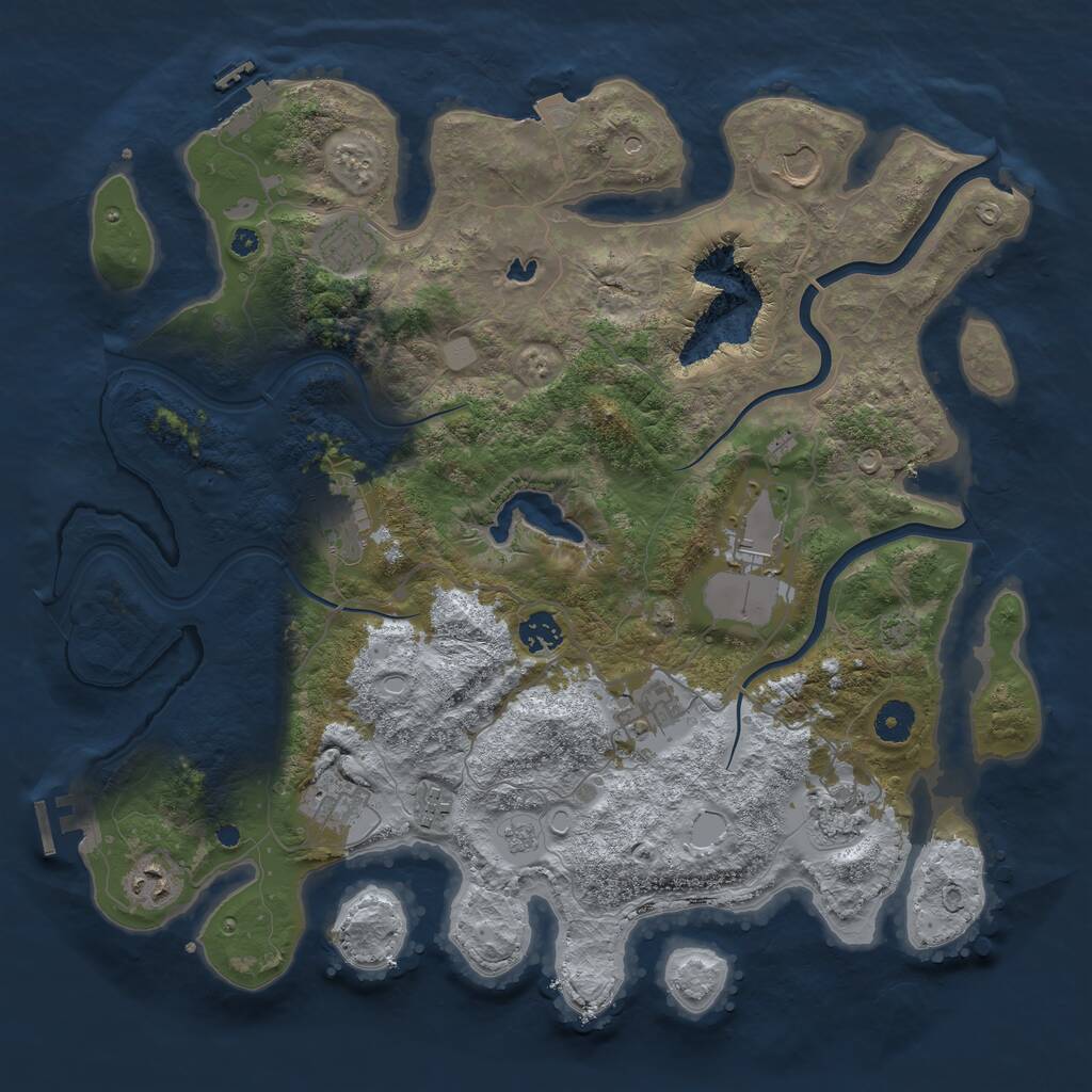 Rust Map: Procedural Map, Size: 4000, Seed: 972823917, 16 Monuments
