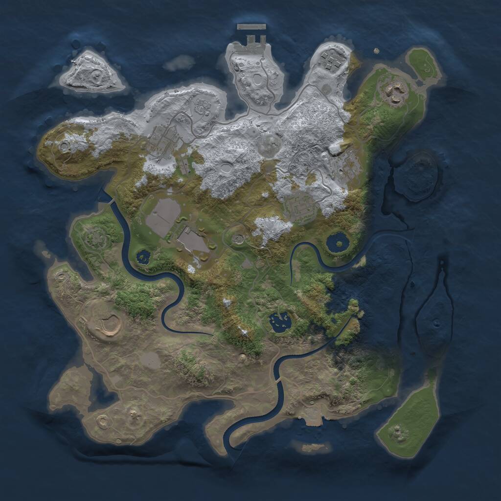 Rust Map: Procedural Map, Size: 3500, Seed: 7778321, 13 Monuments