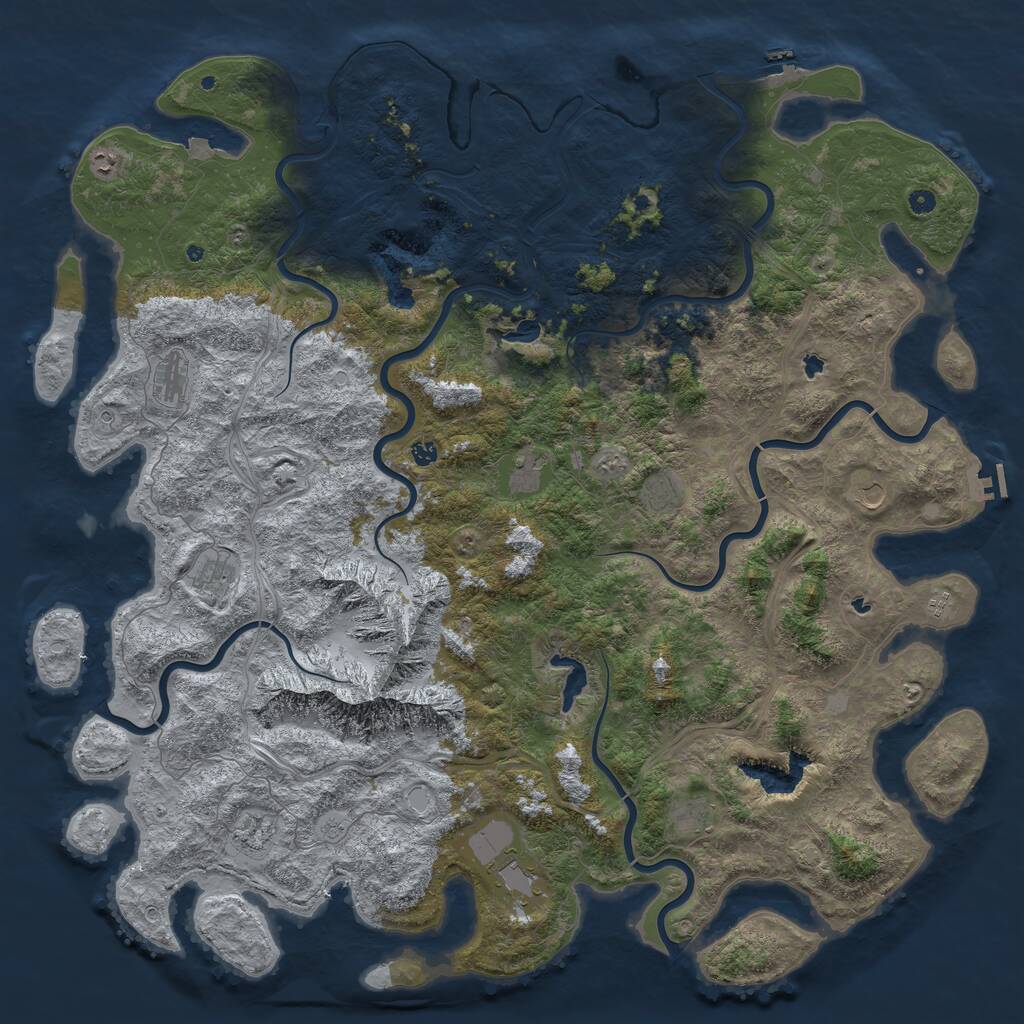 Rust Map: Procedural Map, Size: 6000, Seed: 696241093, 17 Monuments