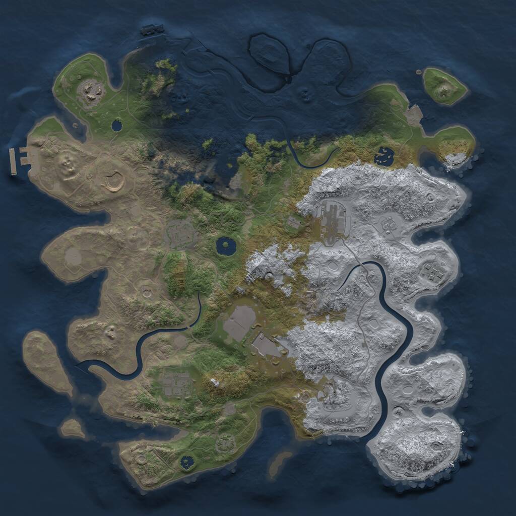 Rust Map: Procedural Map, Size: 3900, Seed: 791894087, 16 Monuments