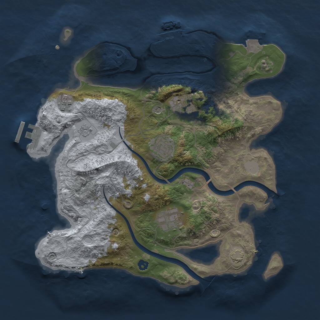 Rust Map: Procedural Map, Size: 3000, Seed: 830591891, 10 Monuments