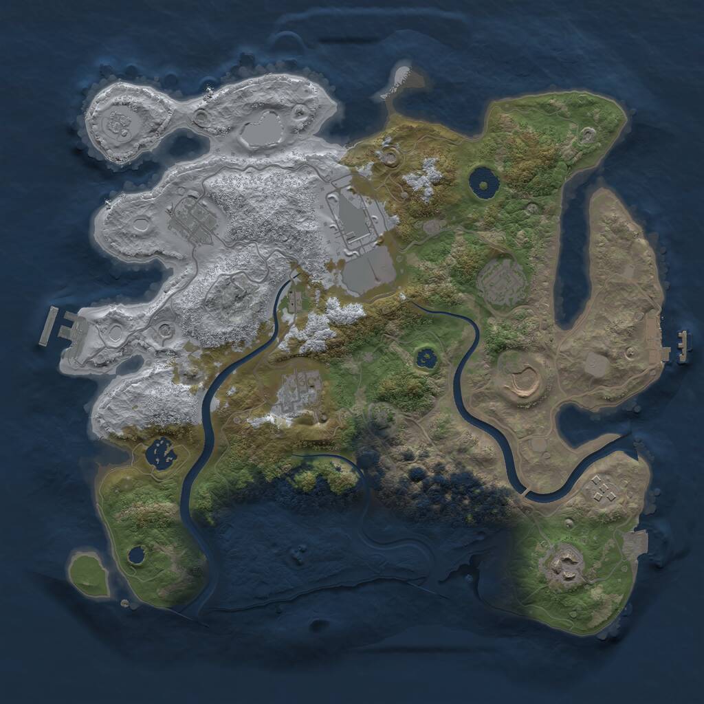 Rust Map: Procedural Map, Size: 3500, Seed: 1362729787, 14 Monuments