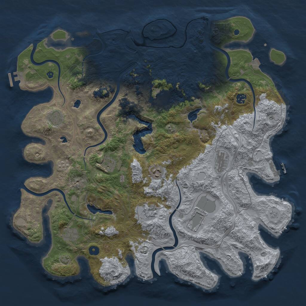 Rust Map: Procedural Map, Size: 4500, Seed: 962946862, 16 Monuments