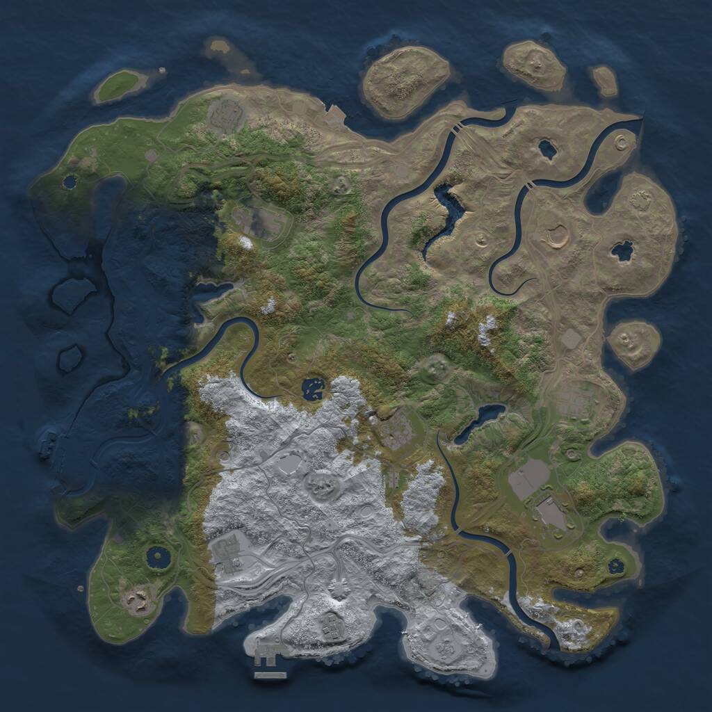 Rust Map: Procedural Map, Size: 4500, Seed: 395381671, 16 Monuments