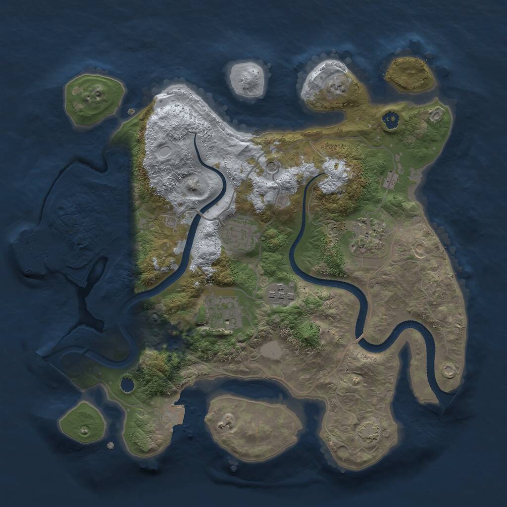 Rust Map: Procedural Map, Size: 3000, Seed: 979697494, 8 Monuments