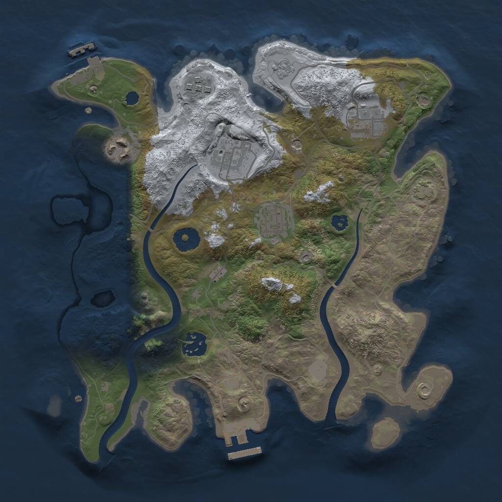 Rust Map: Procedural Map, Size: 3000, Seed: 426070403, 12 Monuments