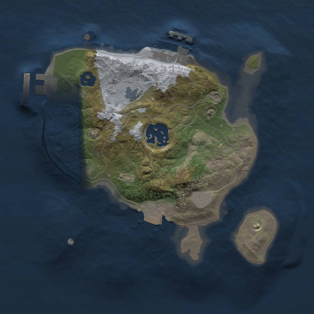 Rust Map: Procedural Map, Size: 2000, Seed: 787674, 4 Monuments