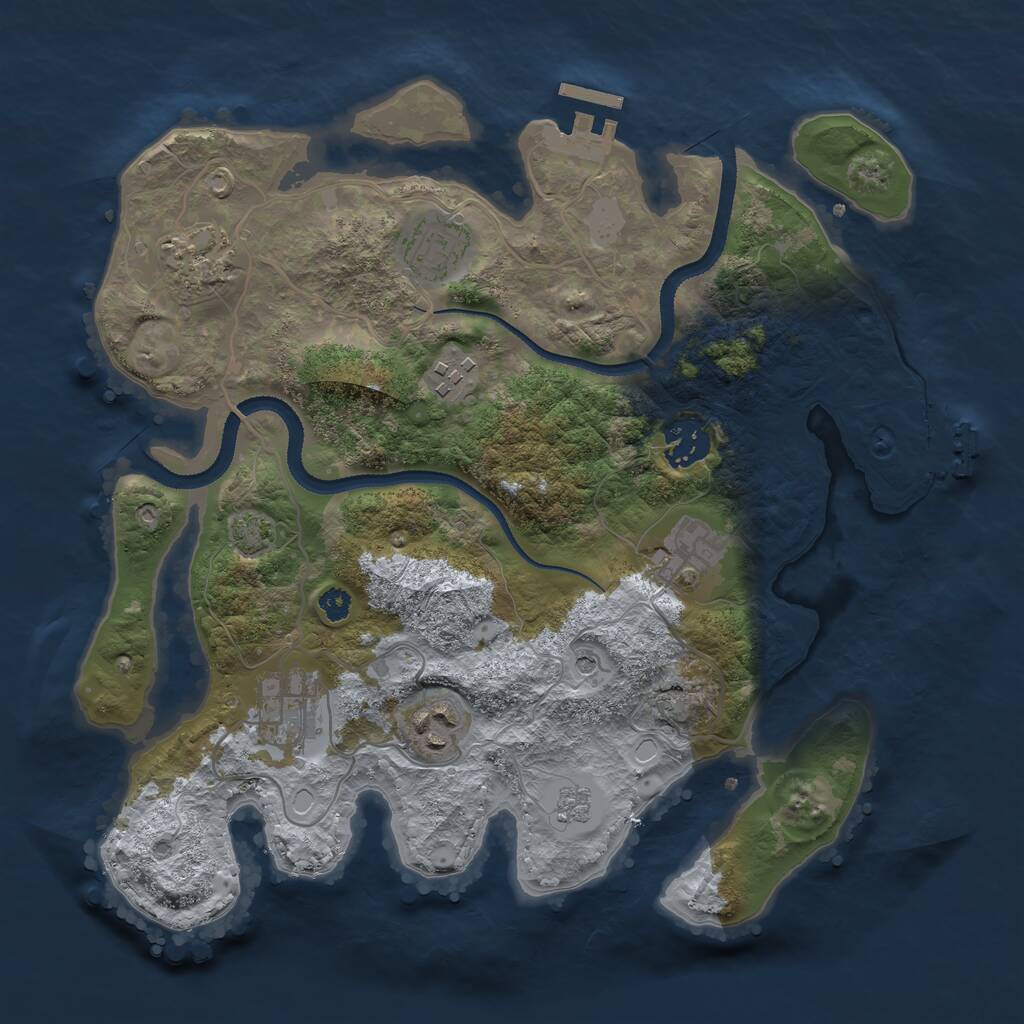 Rust Map: Procedural Map, Size: 3200, Seed: 999437702, 13 Monuments