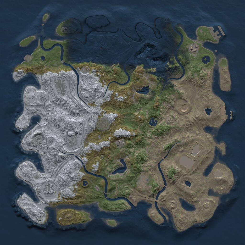 Rust Map: Procedural Map, Size: 4500, Seed: 1487602763, 16 Monuments