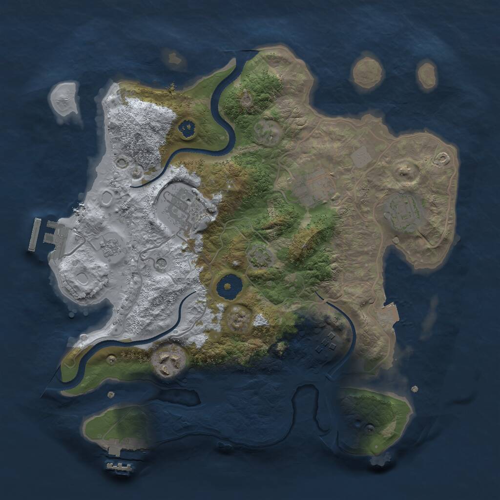 Rust Map: Procedural Map, Size: 3000, Seed: 738628318, 11 Monuments