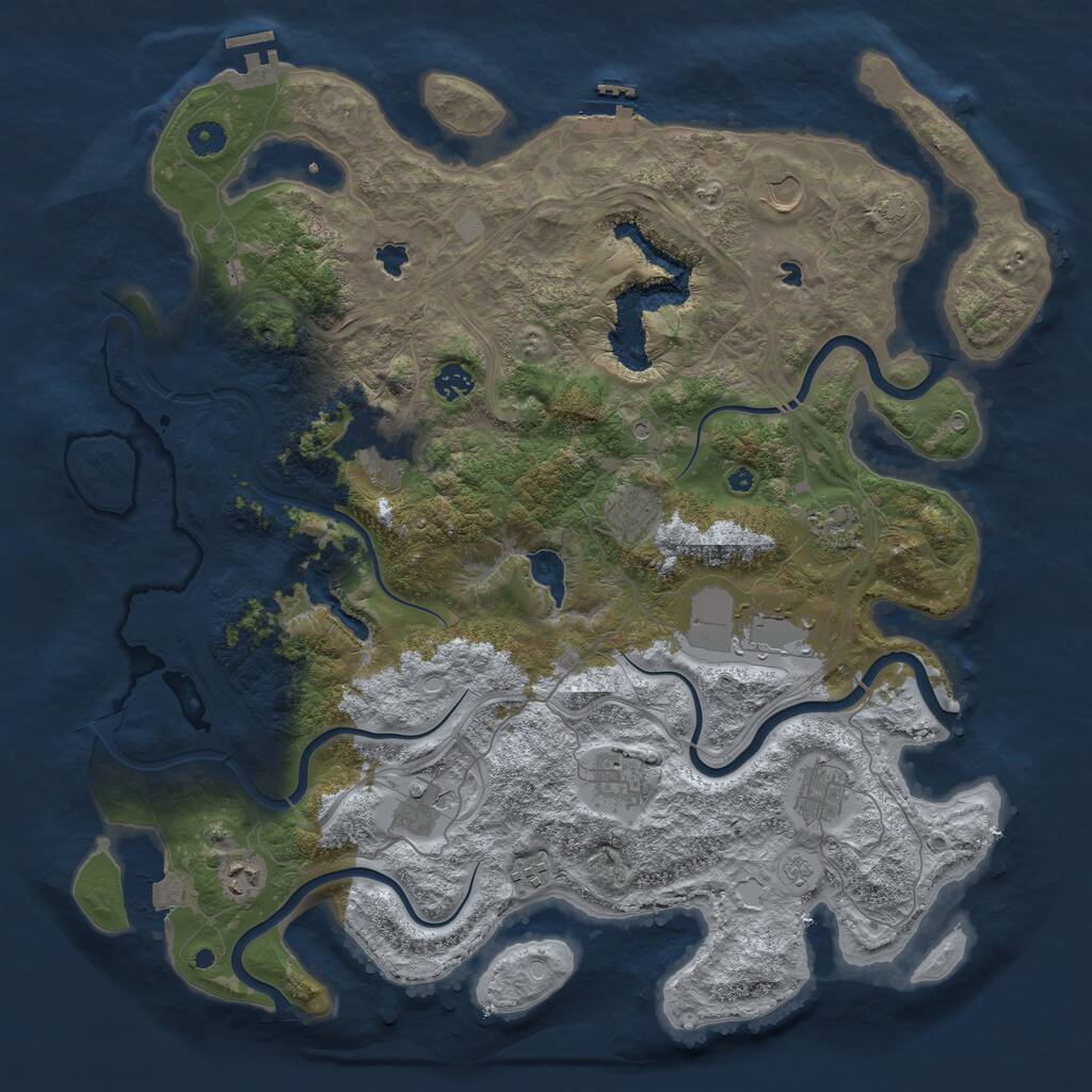 Rust Map: Procedural Map, Size: 4500, Seed: 829652198, 17 Monuments