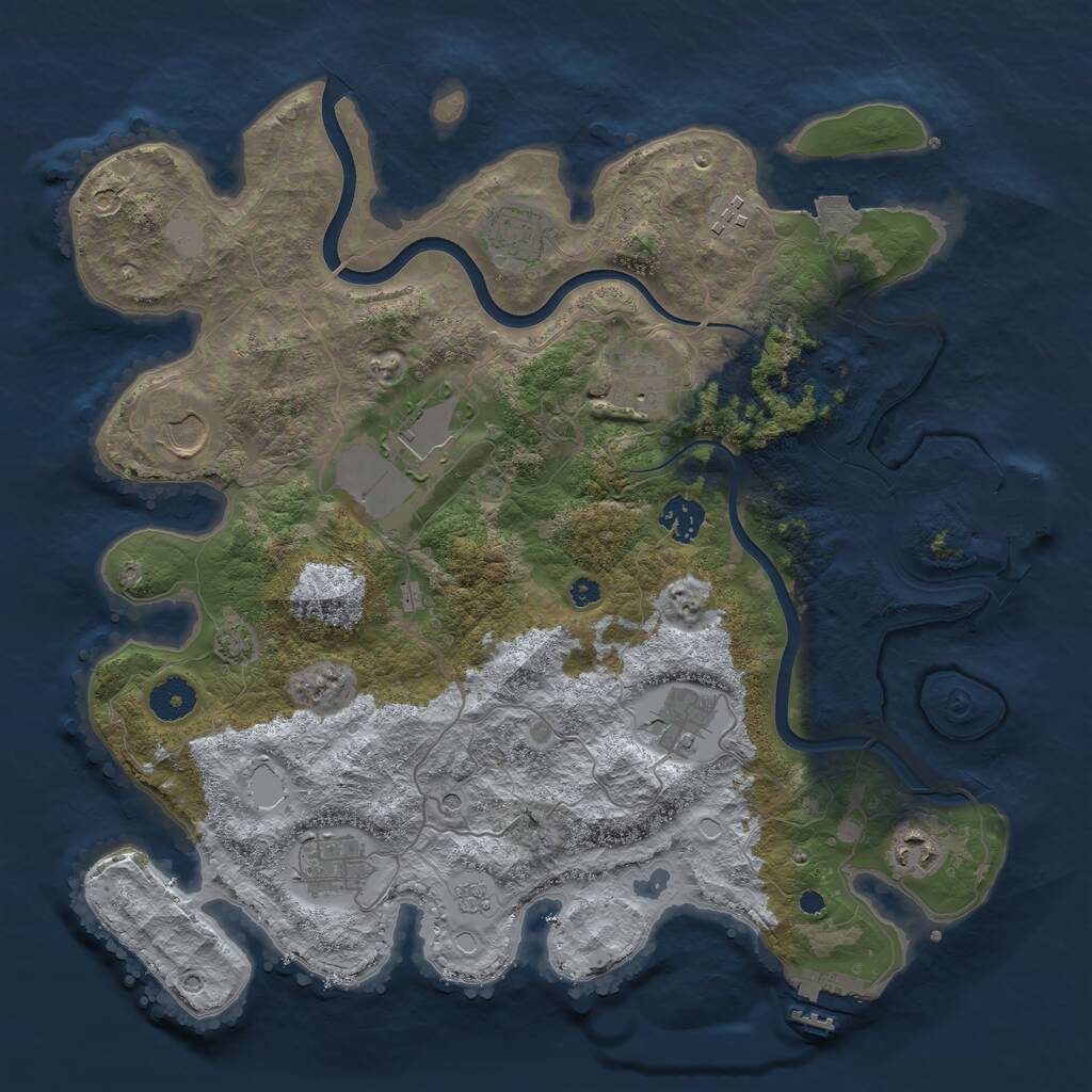 Rust Map: Procedural Map, Size: 3750, Seed: 1020318599, 15 Monuments