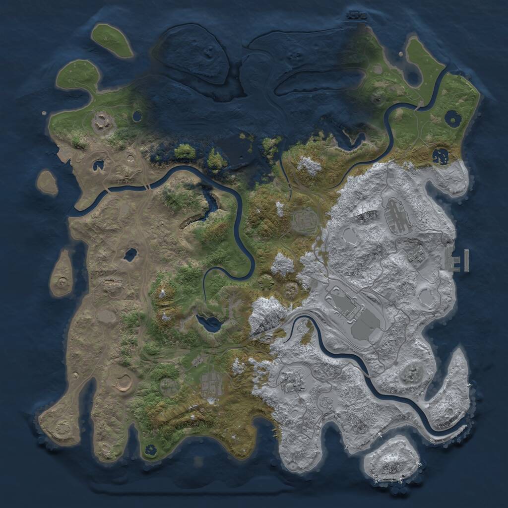 Rust Map: Procedural Map, Size: 4500, Seed: 1229471575, 16 Monuments