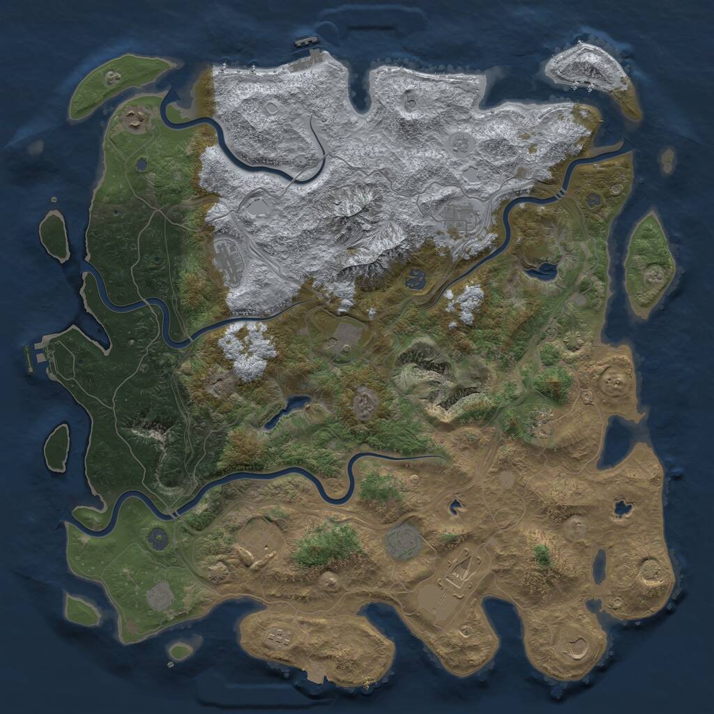 Rust Map: Procedural Map, Size: 5000, Seed: 1379308465, 19 Monuments