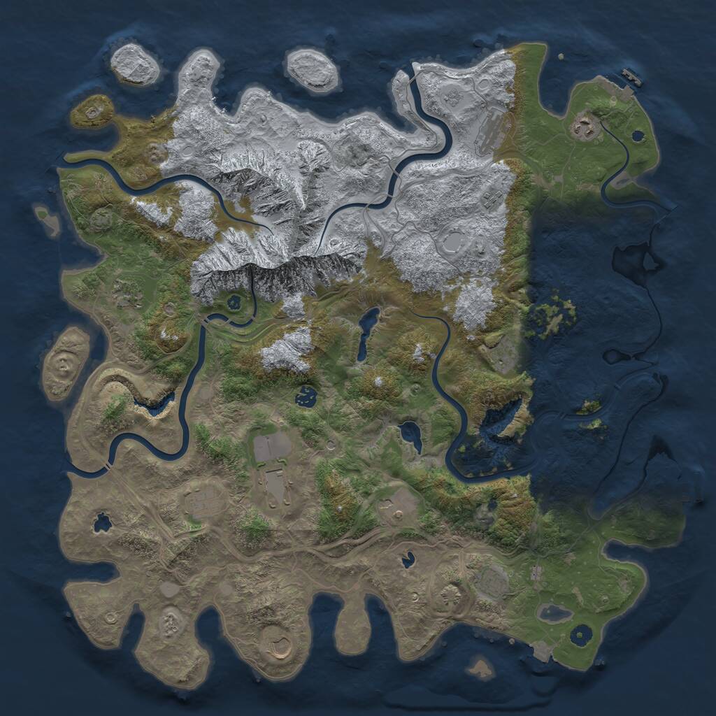 Rust Map: Procedural Map, Size: 5000, Seed: 252651229, 17 Monuments